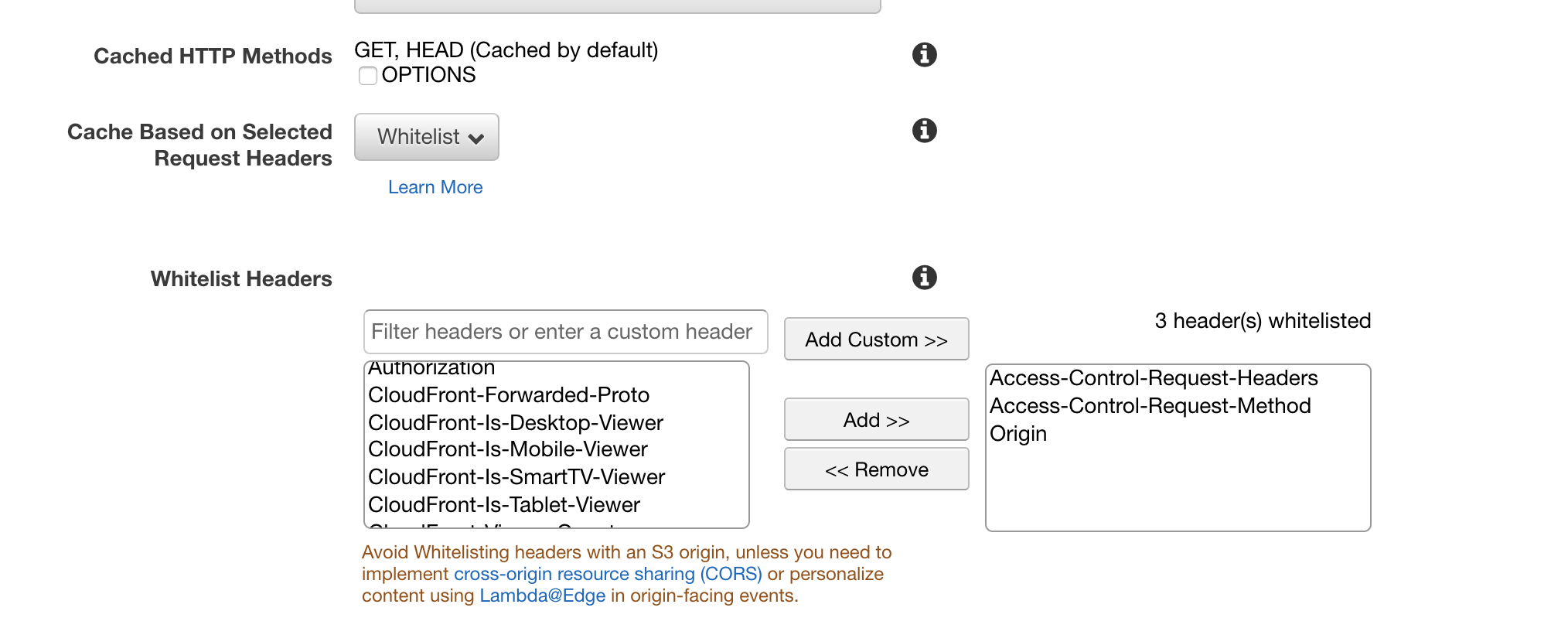 AWS CloudFront Behavior Screenshot