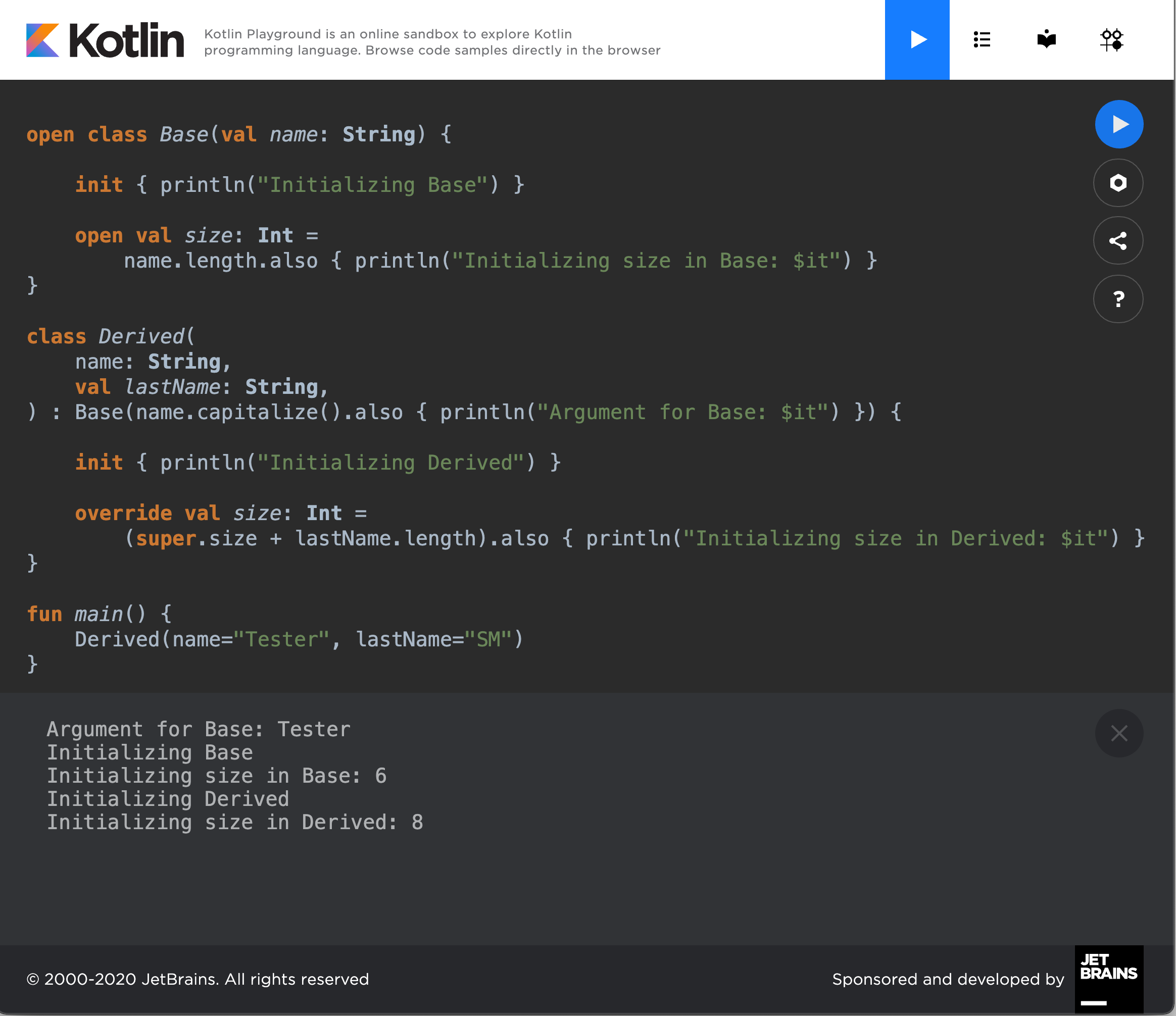 Derived class initialization order